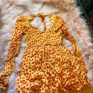 Free People Orange Poppy Backless Sundress XS